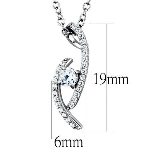 TS515 - Rhodium 925 Sterling Silver Necklace with AAA Grade CZ in Clear-1