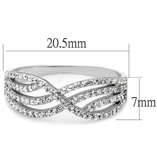 TS516 - Rhodium 925 Sterling Silver Ring with AAA Grade CZ in Clear-1