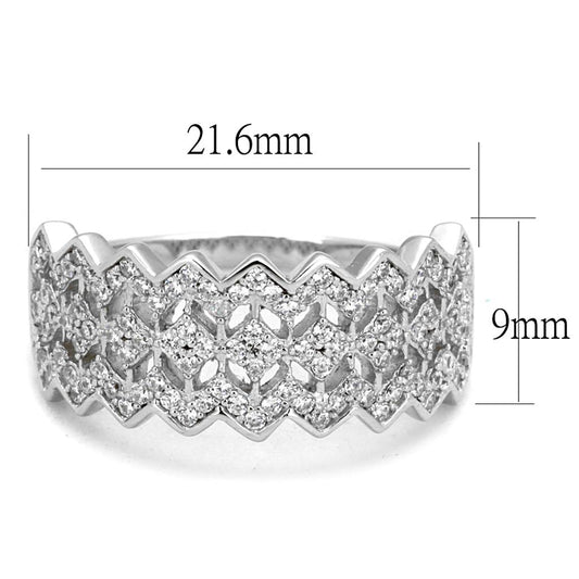 TS517 - Rhodium 925 Sterling Silver Ring with AAA Grade CZ in Clear-1