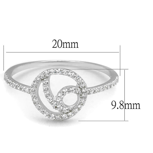 TS519 - Rhodium 925 Sterling Silver Ring with AAA Grade CZ in Clear-1