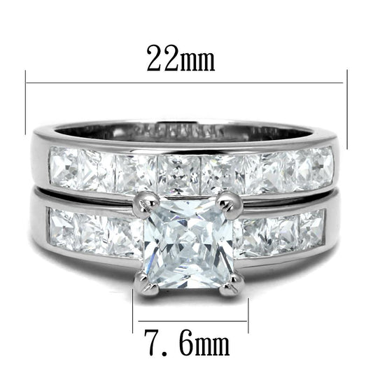 TS520 - Rhodium 925 Sterling Silver Ring with AAA Grade CZ in Clear-1