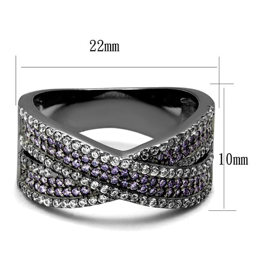 TS522 - Ruthenium 925 Sterling Silver Ring with AAA Grade CZ in Amethyst-1