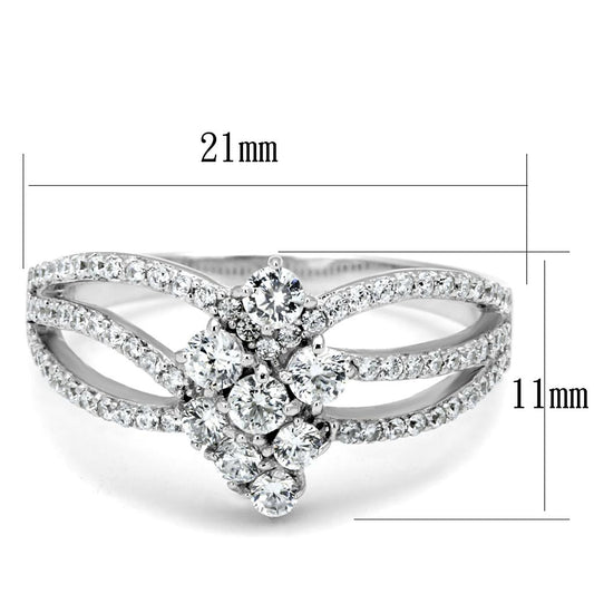 TS528 - Rhodium 925 Sterling Silver Ring with AAA Grade CZ in Clear-1