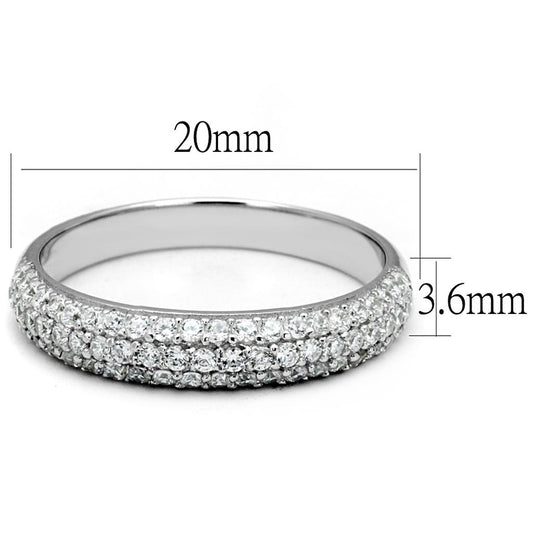 TS535 - Rhodium 925 Sterling Silver Ring with AAA Grade CZ in Clear-1