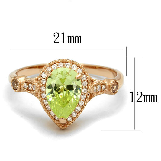 TS538 - Rose Gold 925 Sterling Silver Ring with AAA Grade CZ in Apple Green color-1