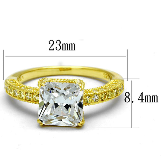 TS539 - Gold 925 Sterling Silver Ring with AAA Grade CZ in Clear-1