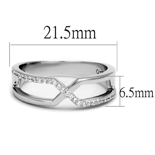 TS540 - Rhodium 925 Sterling Silver Ring with AAA Grade CZ in Clear-1