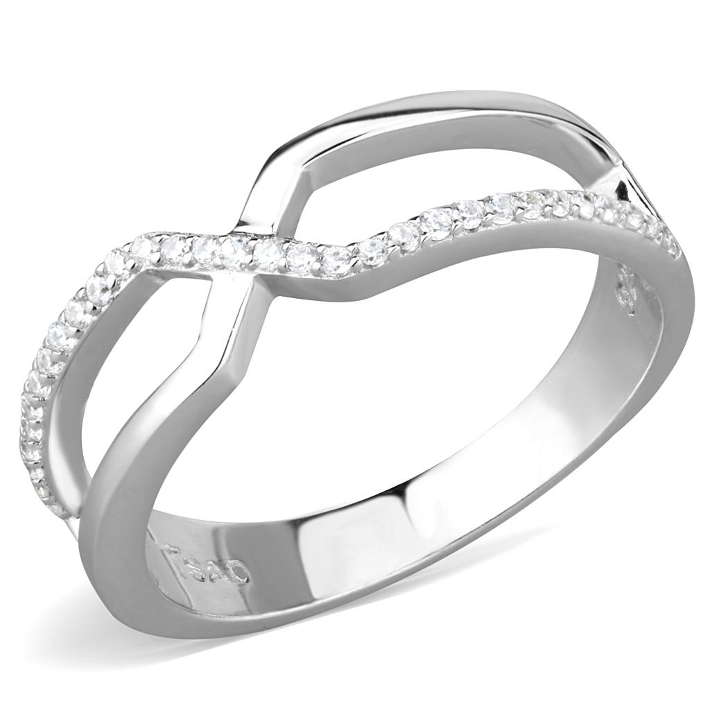 TS540 - Rhodium 925 Sterling Silver Ring with AAA Grade CZ in Clear-4