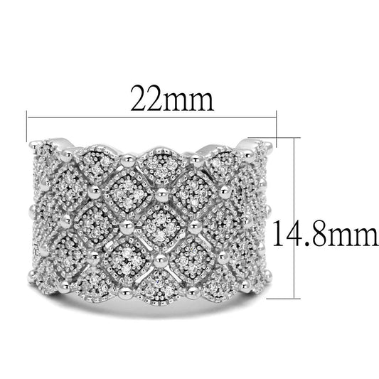 TS546 - Rhodium 925 Sterling Silver Ring with AAA Grade CZ in Clear-1