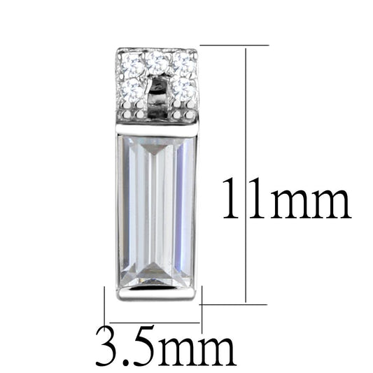 TS550 - Rhodium 925 Sterling Silver Earrings with AAA Grade CZ in Clear-1