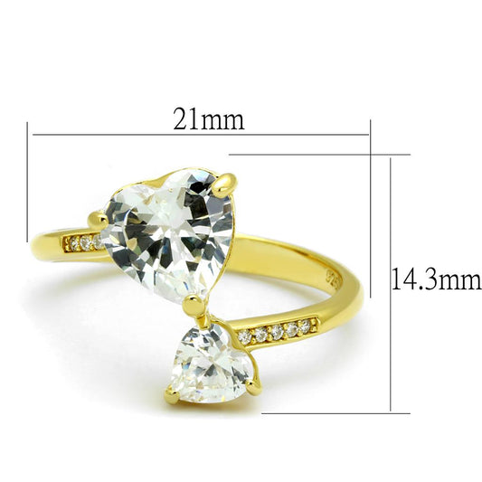 TS555 - Gold 925 Sterling Silver Ring with AAA Grade CZ in Clear-1