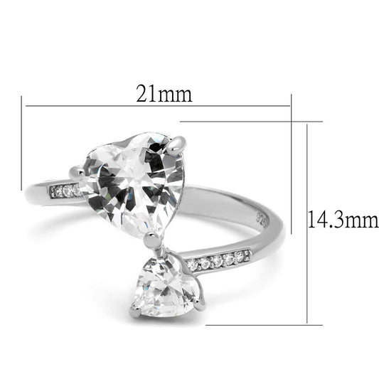 TS556 - Rhodium 925 Sterling Silver Ring with AAA Grade CZ in Clear-1