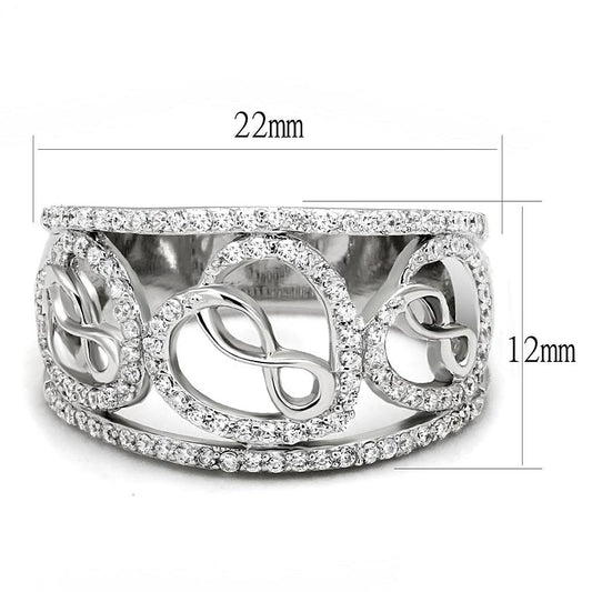TS573 - Rhodium 925 Sterling Silver Ring with AAA Grade CZ in Clear-1