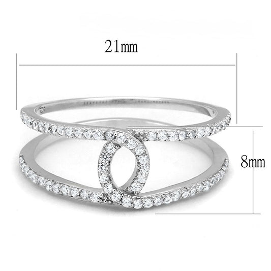TS575 - Rhodium 925 Sterling Silver Ring with AAA Grade CZ in Clear-1
