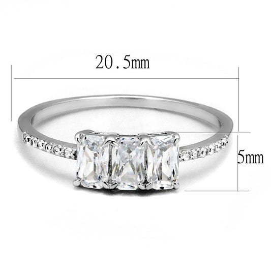 TS579 - Rhodium 925 Sterling Silver Ring with AAA Grade CZ in Clear-1