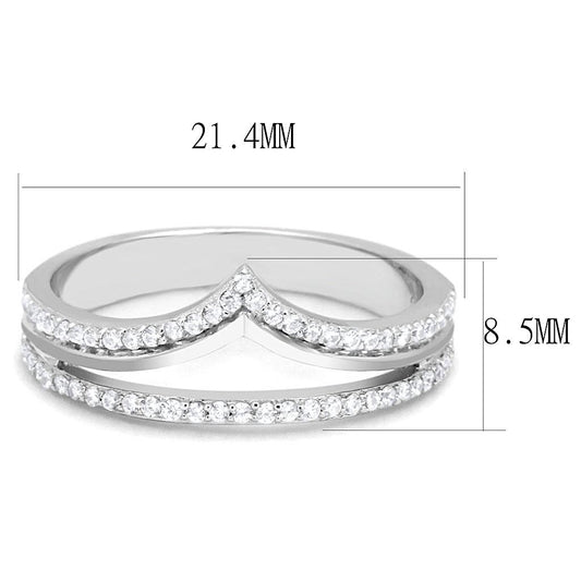 TS582 - Rhodium 925 Sterling Silver Ring with AAA Grade CZ in Clear-1