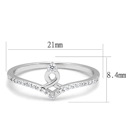 TS583 - Rhodium 925 Sterling Silver Ring with AAA Grade CZ in Clear-1