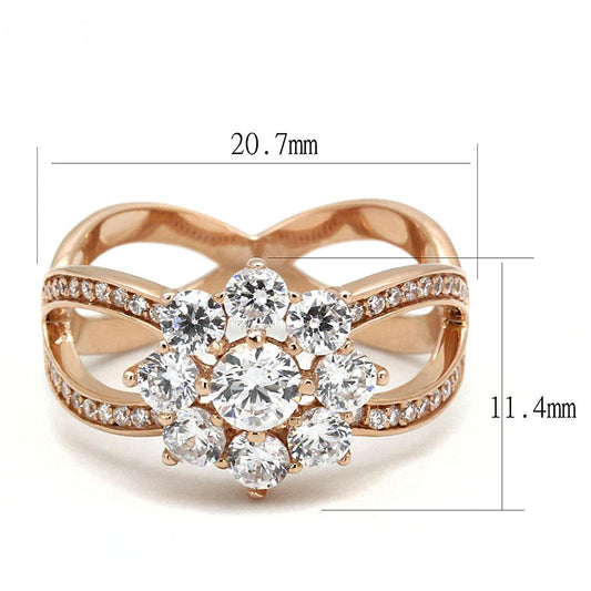 TS586 - Rose Gold 925 Sterling Silver Ring with AAA Grade CZ in Clear-1