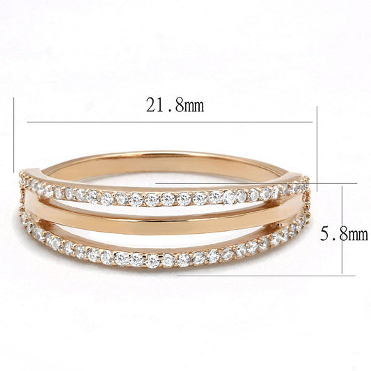 TS587 - Rose Gold 925 Sterling Silver Ring with AAA Grade CZ in Clear-1