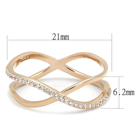 TS589 - Rose Gold 925 Sterling Silver Ring with AAA Grade CZ in Clear-1