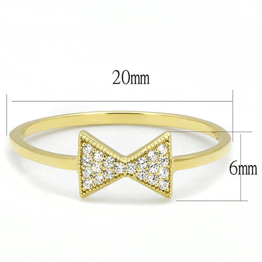 TS593 - Gold 925 Sterling Silver Ring with AAA Grade CZ in Clear-1
