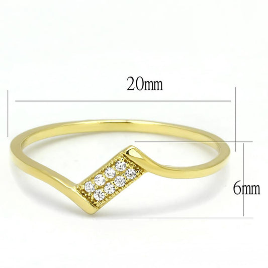 TS594 - Gold 925 Sterling Silver Ring with AAA Grade CZ in Clear-1