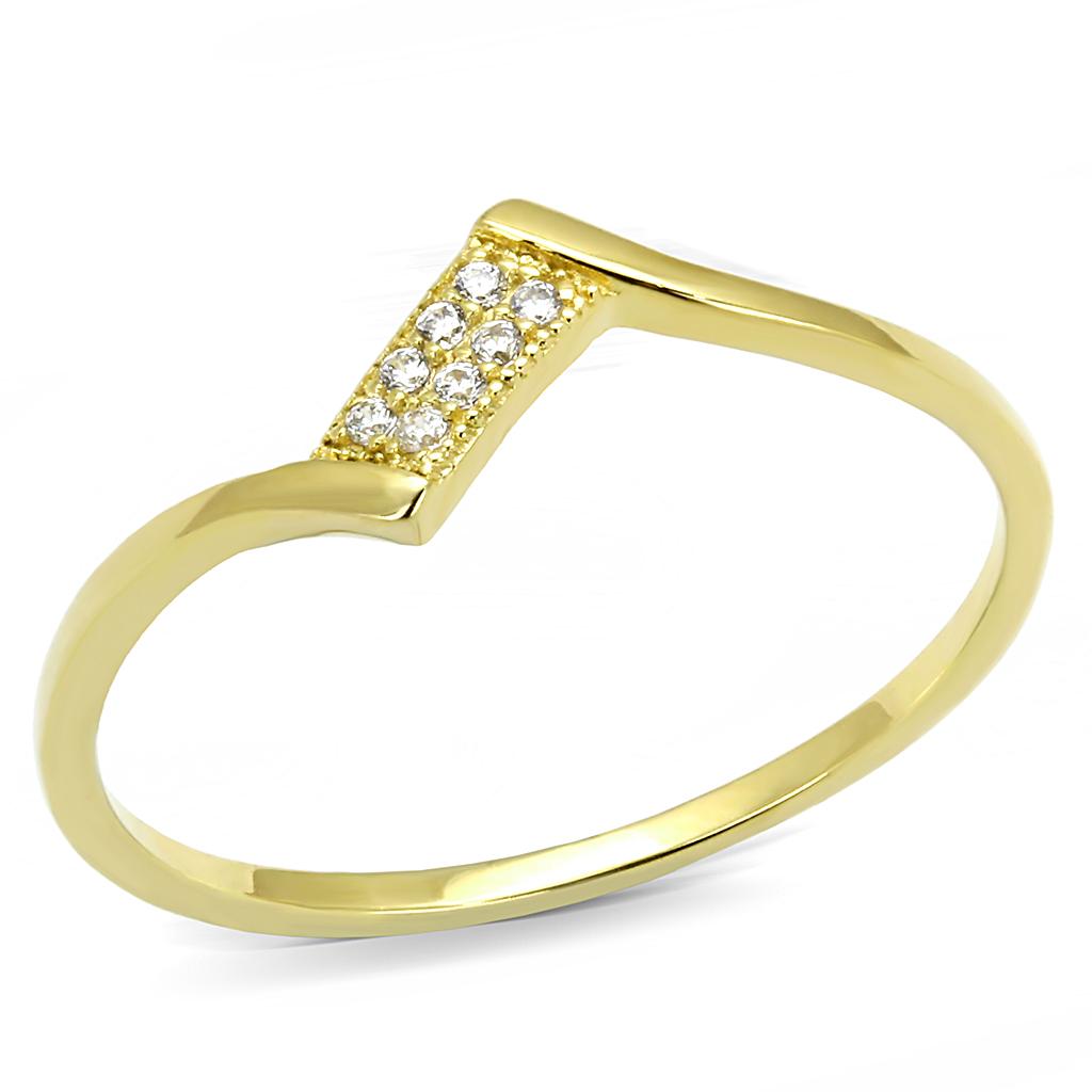 TS594 - Gold 925 Sterling Silver Ring with AAA Grade CZ in Clear-4