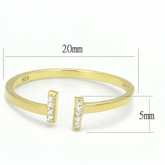 TS595 - Gold 925 Sterling Silver Ring with AAA Grade CZ in Clear-1
