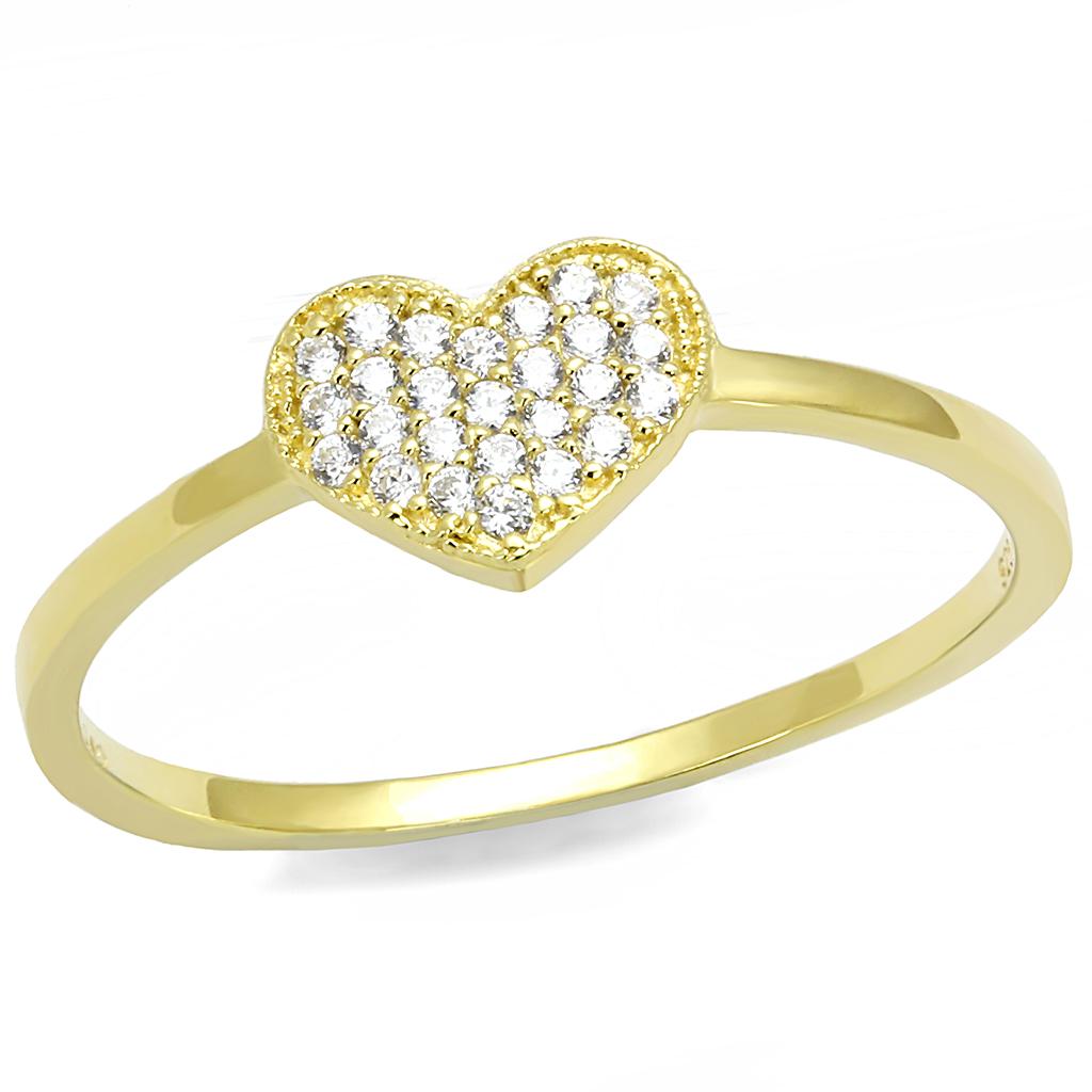TS596 - Gold 925 Sterling Silver Ring with AAA Grade CZ in Clear-4