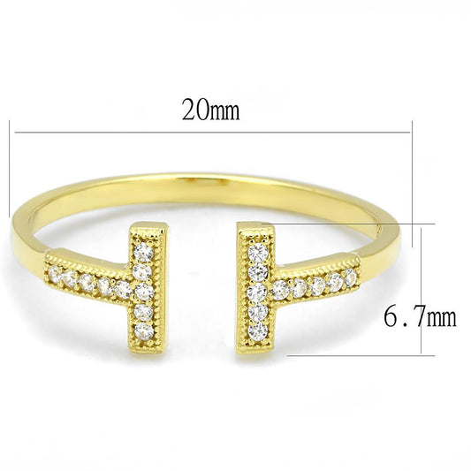 TS598 - Gold 925 Sterling Silver Ring with AAA Grade CZ in Clear-1