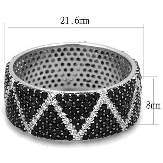 TS600 - Rhodium + Ruthenium 925 Sterling Silver Ring with Synthetic Spinel in Multi Color-1