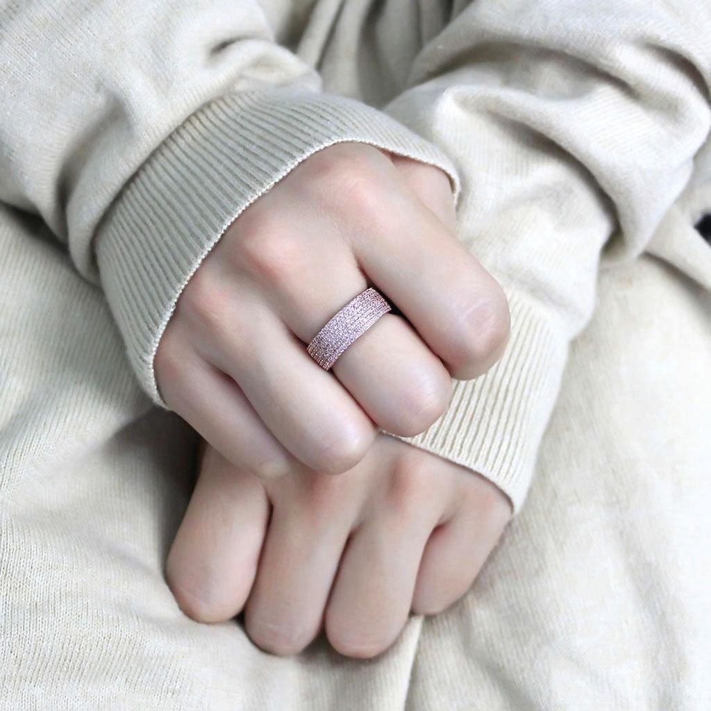 TS612 - Rose Gold 925 Sterling Silver Ring with AAA Grade CZ in Light Rose-4