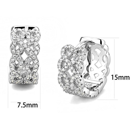 TS616 - Rhodium 925 Sterling Silver Earrings with AAA Grade CZ in Clear-1