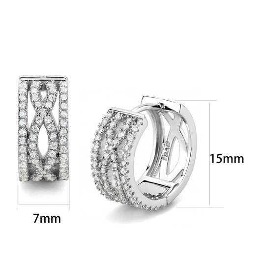TS617 - Rhodium 925 Sterling Silver Earrings with AAA Grade CZ in Clear-1