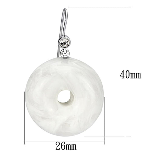 VL068 - IP rhodium (PVD) Brass Earrings with Synthetic Synthetic Stone in White-1