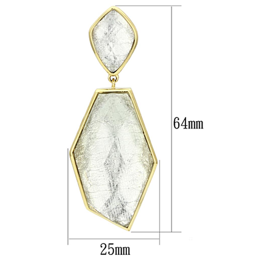 VL075 - IP Gold(Ion Plating) Brass Earrings with Synthetic Synthetic Stone in White-1
