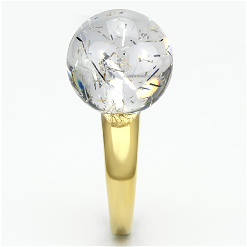 VL084 - IP Gold(Ion Plating) Brass Ring with Synthetic Synthetic Stone in Clear-3