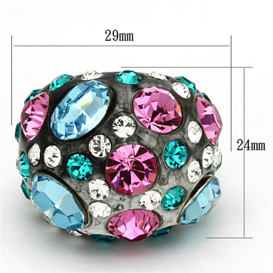 VL103 - Resin Ring with Top Grade Crystal in Multi Color-1