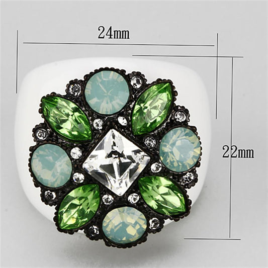 VL105 - IP Black(Ion Plating) Brass Ring with Top Grade Crystal in Clear-1