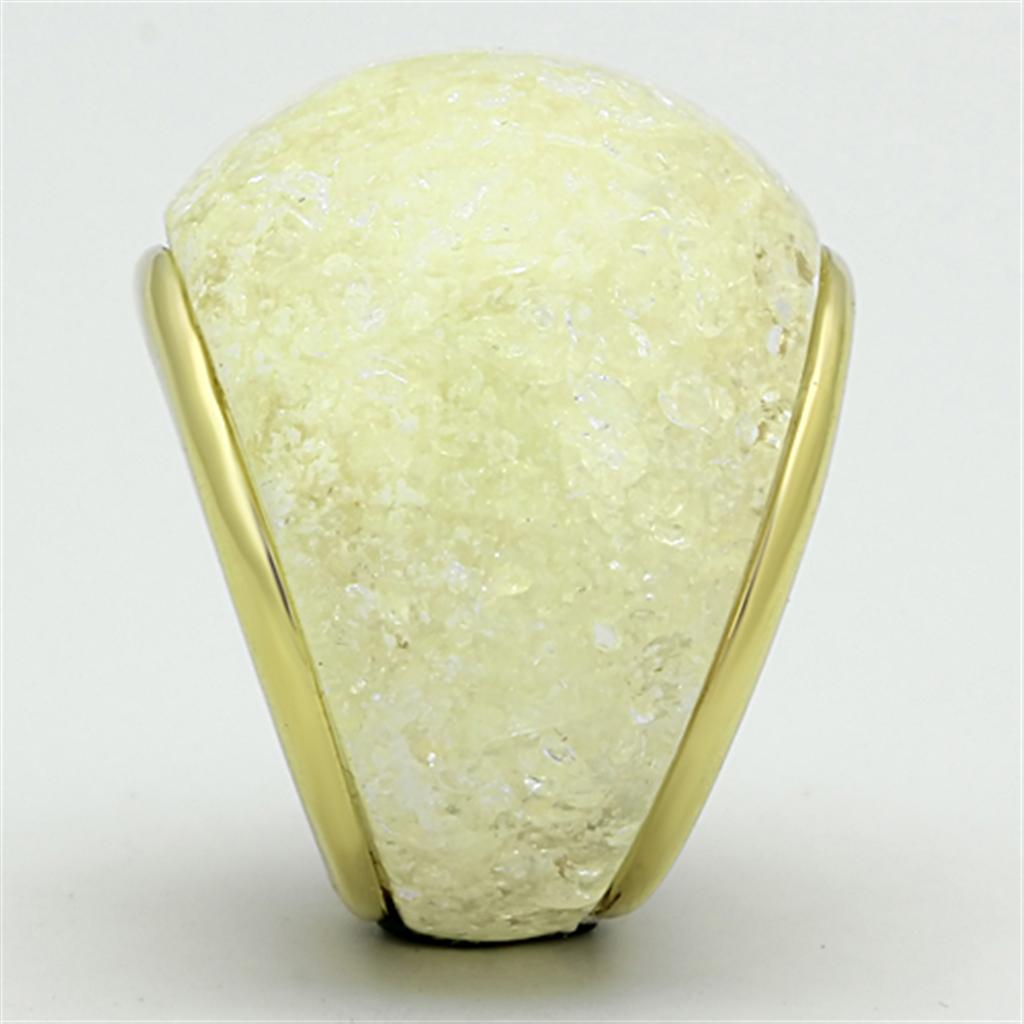 VL109 - IP Gold(Ion Plating) Stainless Steel Ring with Synthetic Synthetic Stone in Citrine Yellow-3