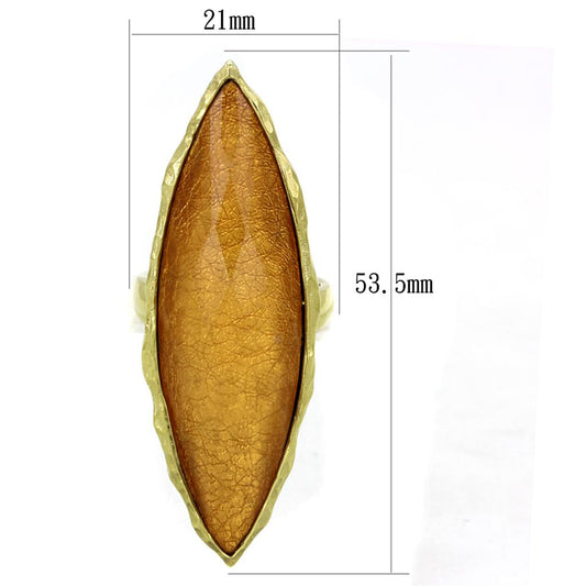 VL120 - IP Gold(Ion Plating) Stainless Steel Ring with Synthetic Synthetic Stone in Orange-1