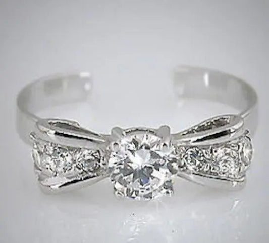 925 Sterling Silver Bow Tie Toe Ring - TRV001-0