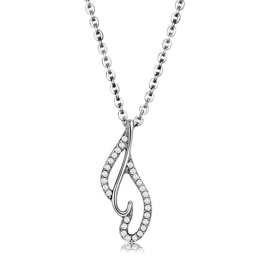 DA089 - High polished (no plating) Stainless Steel Chain Pendant with AAA Grade CZ in Clear-0