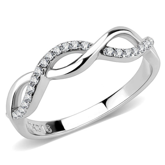 DA243 - High polished (no plating) Stainless Steel Ring with AAA Grade CZ in Clear-0