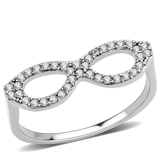 DA315 - No Plating Stainless Steel Ring with AAA Grade CZ in Clear-0