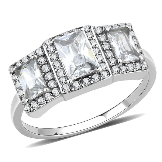 DA322 - No Plating Stainless Steel Ring with AAA Grade CZ in Clear-0