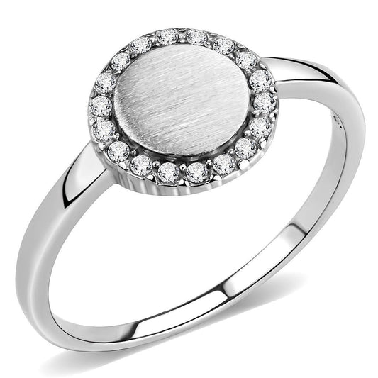 DA340 - No Plating Stainless Steel Ring with AAA Grade CZ in Clear-0