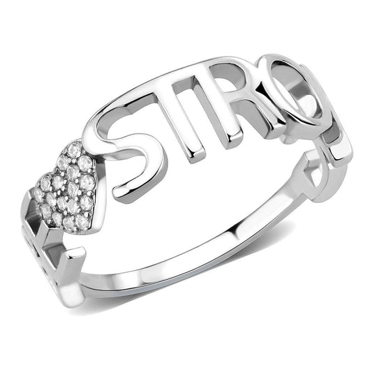 DA356 - High polished (no plating) Stainless Steel Ring with AAA Grade CZ in Clear-0