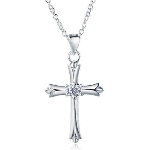 Kids Girl Cross Pendant Necklace 925 Sterling Silver Children Jewelry XFN8065-0
