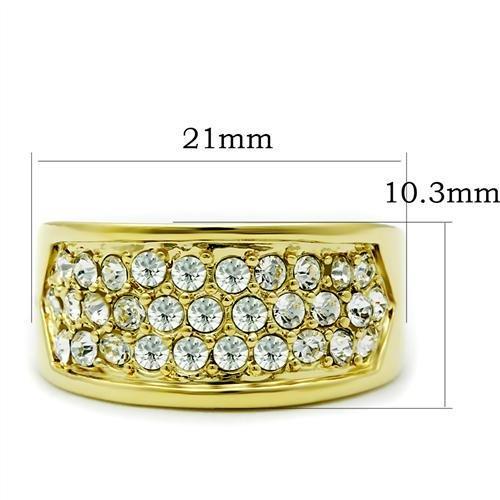 GL002 - IP Gold(Ion Plating) Brass Ring with Top Grade Crystal in Clear-1